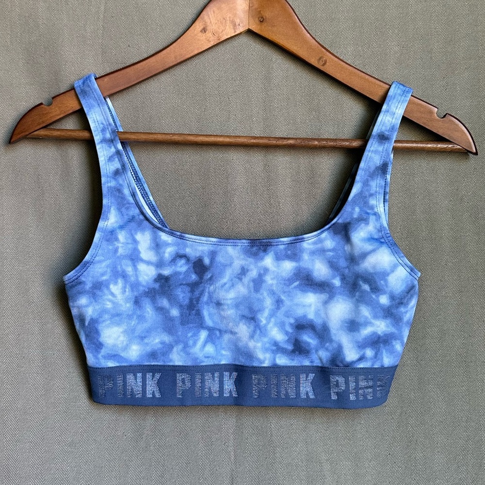 PINK Victoria's Secret Blue Tie-Dye Sports Bra